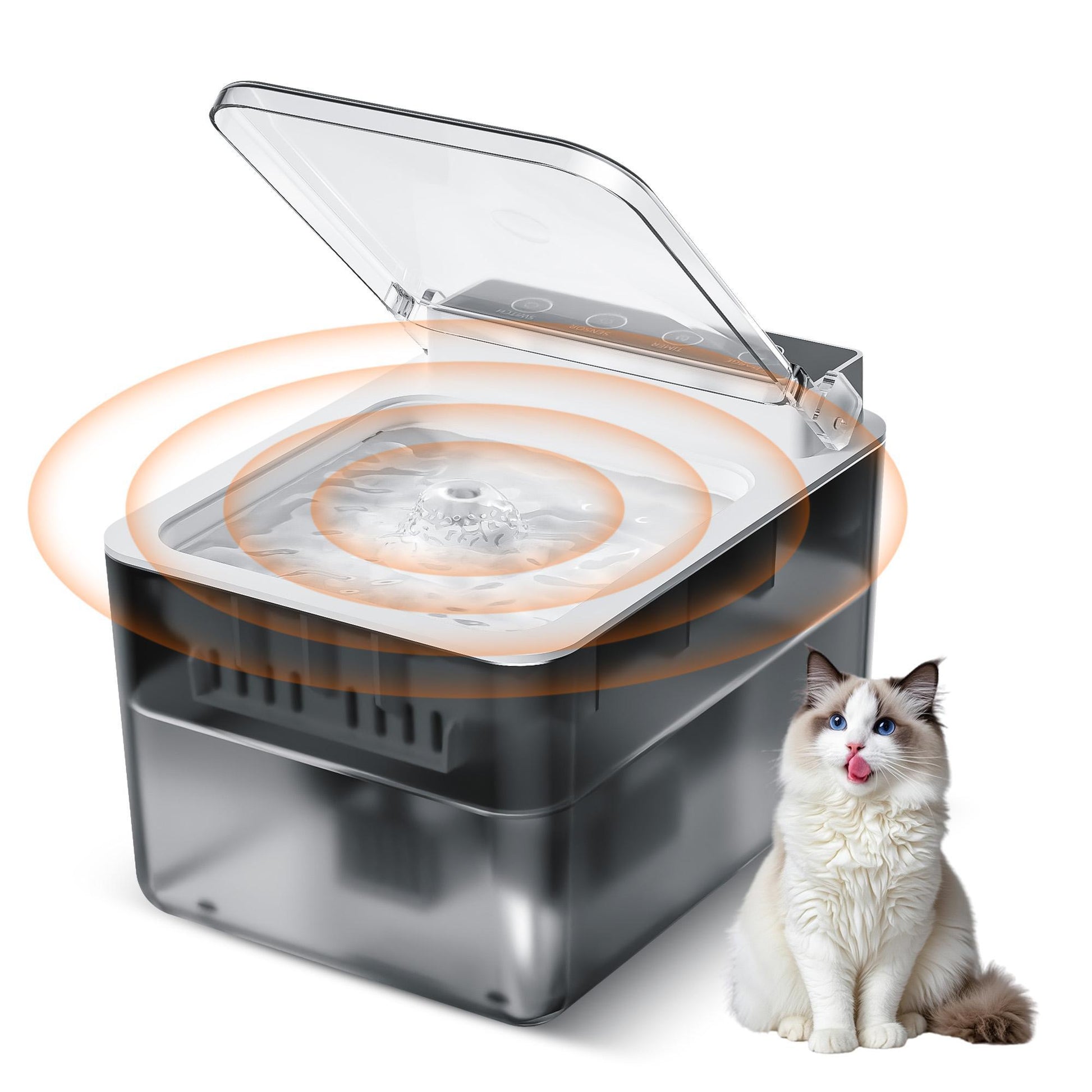 KFX-9634877 Wireless Charging Stainless Steel Automatic Cat Water Fountain with Dual Flow Modes