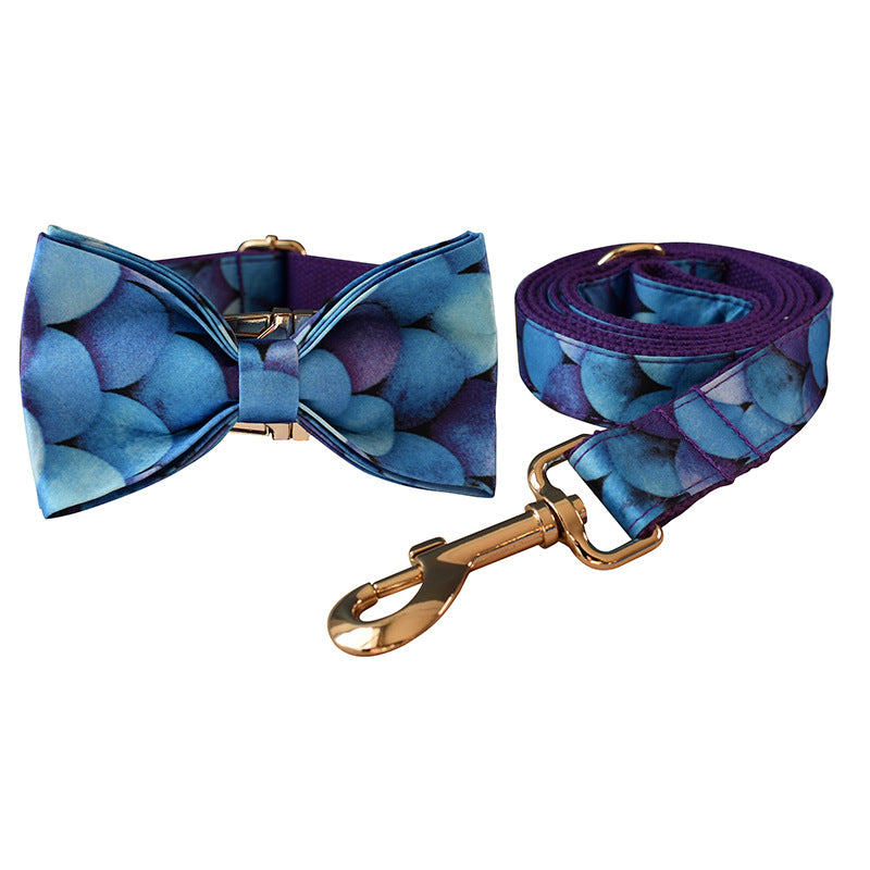 KFX-9679165 Purple Bowknot Dog Collar with Metal Buckle - Cotton, Adjustable Sizes S to XL