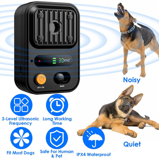 KFX-9697853 Ultrasonic Anti-Barking Device with Rechargeable Battery, Waterproof Design, 3 Adjustable Frequencies, 32.8ft Detection Range
