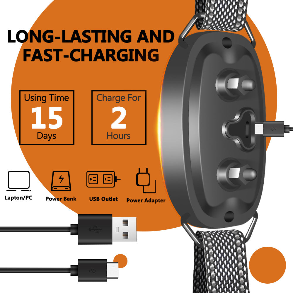 KFX-9796157 Dog Barking Prevention Collar in Black, White, and Orange - Durable Plastic Design