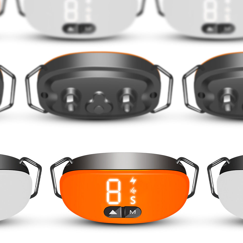 KFX-9796157 Dog Barking Prevention Collar in Black, White, and Orange - Durable Plastic Design