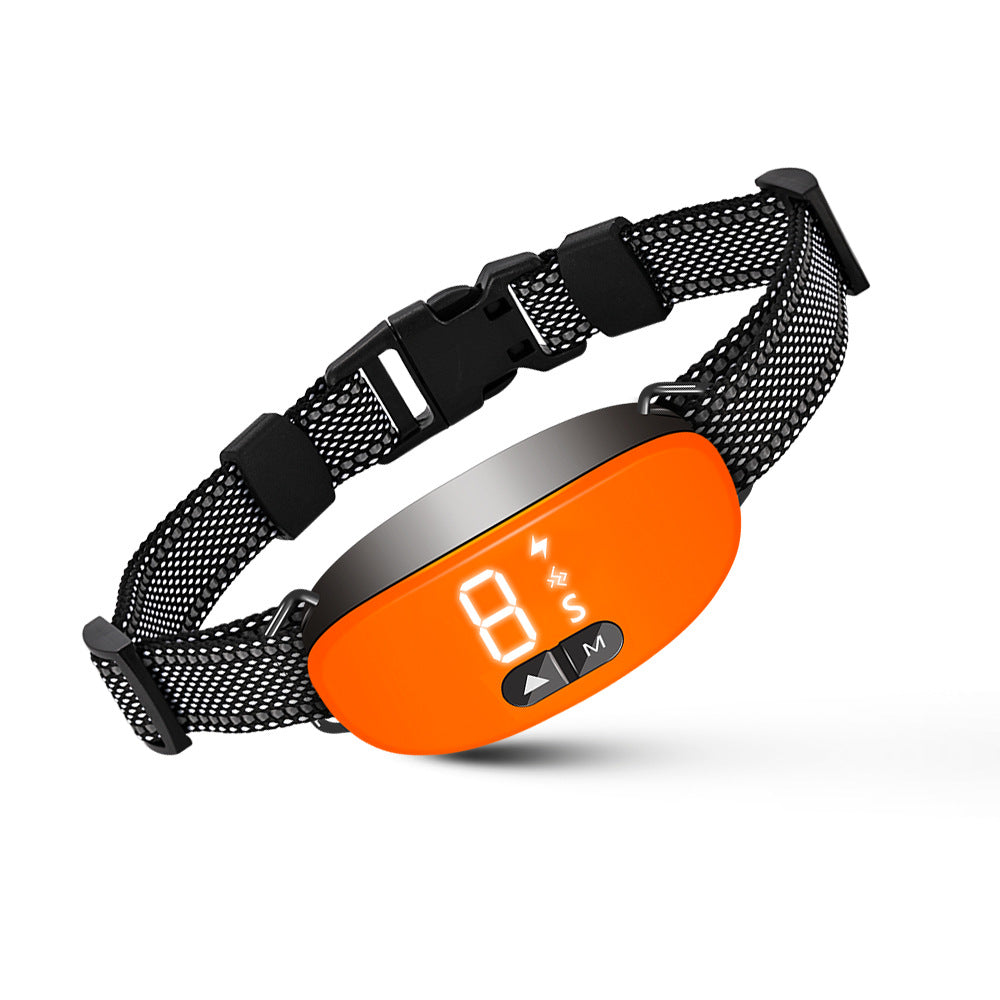 KFX-9796157 Dog Barking Prevention Collar in Black, White, and Orange - Durable Plastic Design