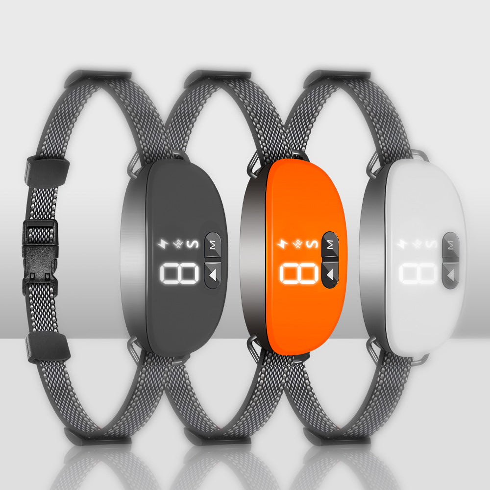 KFX-9796157 Dog Barking Prevention Collar in Black, White, and Orange - Durable Plastic Design