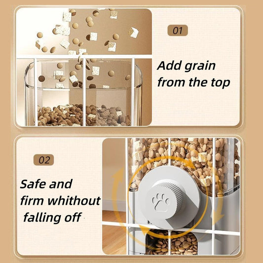 KFX-9798717 1.2L Automatic Pet Feeder and Water Dispenser for Small Pets, Ideal for Puppies, Kittens, and Rabbits