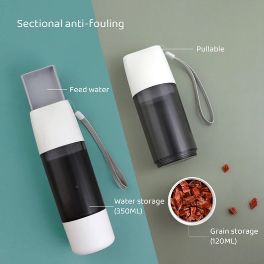 KFX-9831485 Portable Water Bottle and Food Feeder for Dogs and Cats - Ideal for Outdoor Travel