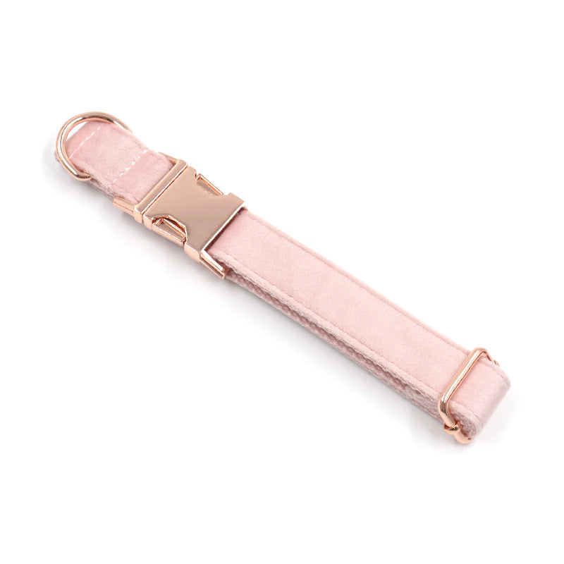 KFX-9843005 Velvet Rose Gold Dog Collar and Leash Set in Pink – Comfortable and Stylish for Pets