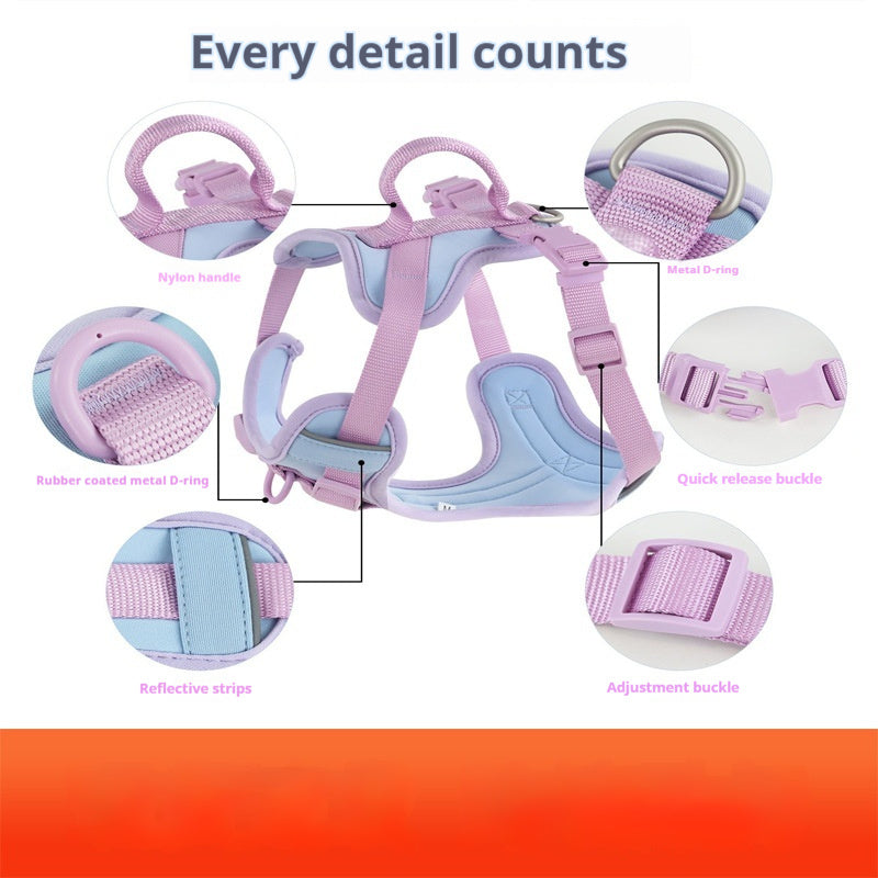 KFX-9855293 Comfortable Dog Harness and Leash Set with Adjustable Chest Strap - Multiple Colors Available