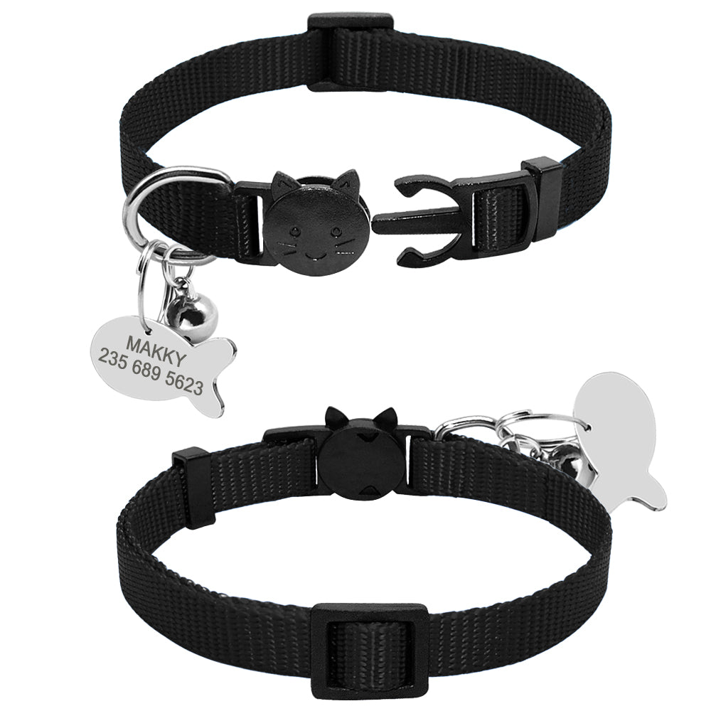 KFX-9875773 Personalized Breakaway Nylon Cat Collar with ID Tag and Bell