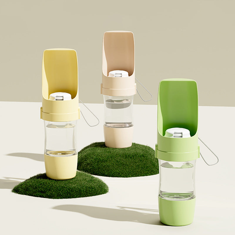 KFX-9897021 Portable Dog Water Bottle with Foldable Bowl - 450ml Capacity for Outdoor Adventures