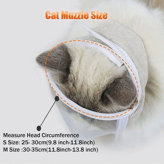 KFX-9992765 Breathable Anti-Bite Muzzle for Cats and Dogs – Soft Cotton and Transparent PVC, Comfortable Design with Air Hole